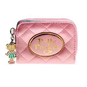 2018 Polly Pocket Compact Pink Quilted Wallet With Charm, EUC!